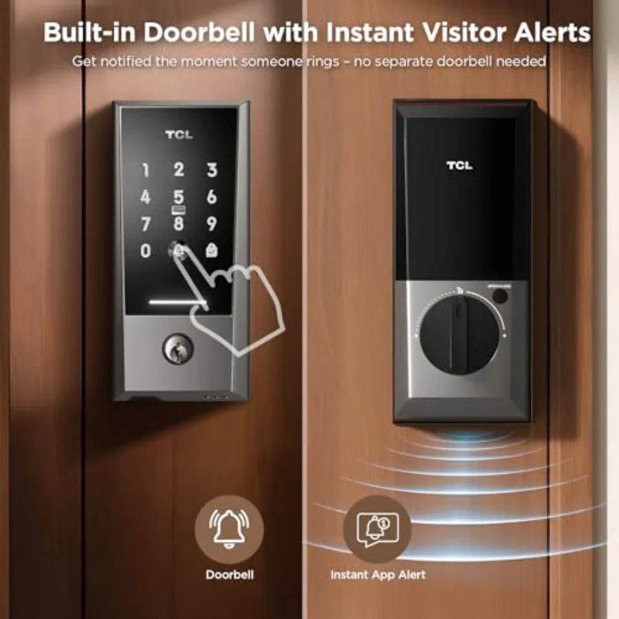 Serratura intelligente WiFi D2 e serratura intelligente con maniglia per porta con impronta digitale K1 per una sicurezza domestica migliorata con connettività wireless biometrica