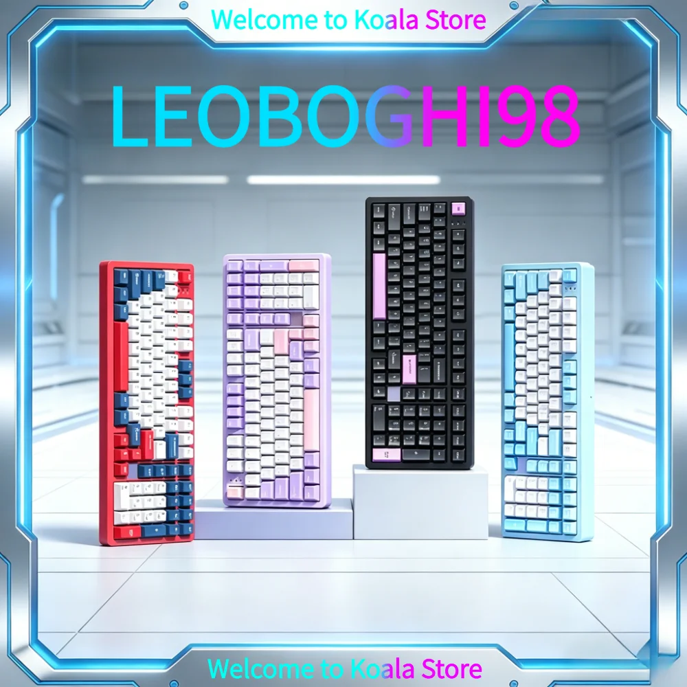LEOBOG Hi98 Tri Mode Gasket Mount Custom Mechanical Keyboard 98 Layout Hot Swappable Aluminum Case PBT Keycaps RGB Wireless Wire