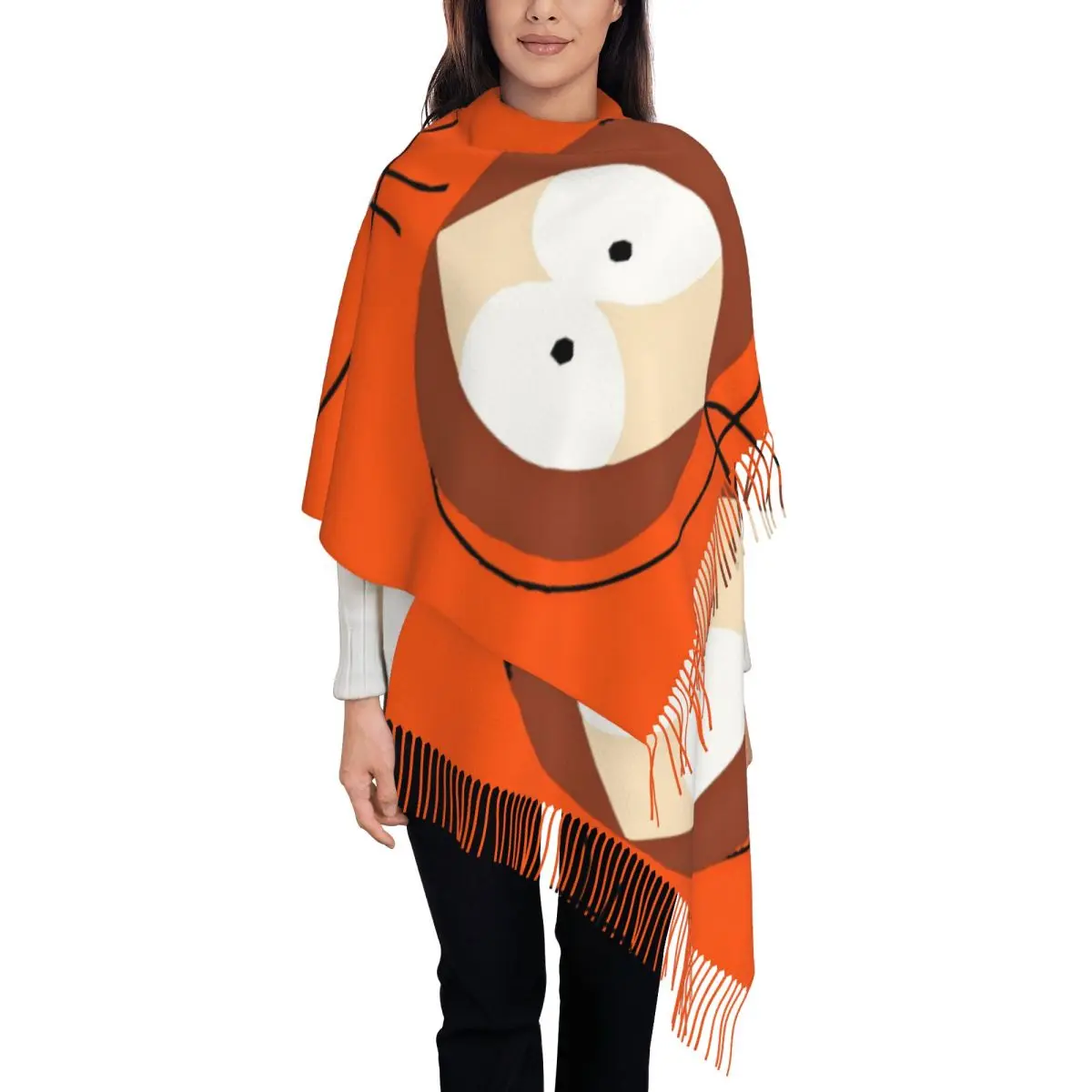

Kenny McCormick шарф для женщин длинные зимне-осенние теплые шаль с кисточками унисекс шарфы с комиксами в Южном парке