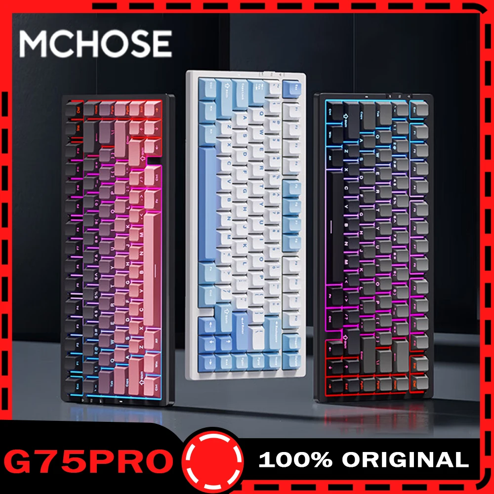 MCHOSE G75Pro Mechanical Keyboard 3mode RGB Esports Keyboard Hot Swap 75% Layout Custom Office Gaming Computer Accessories Gifts