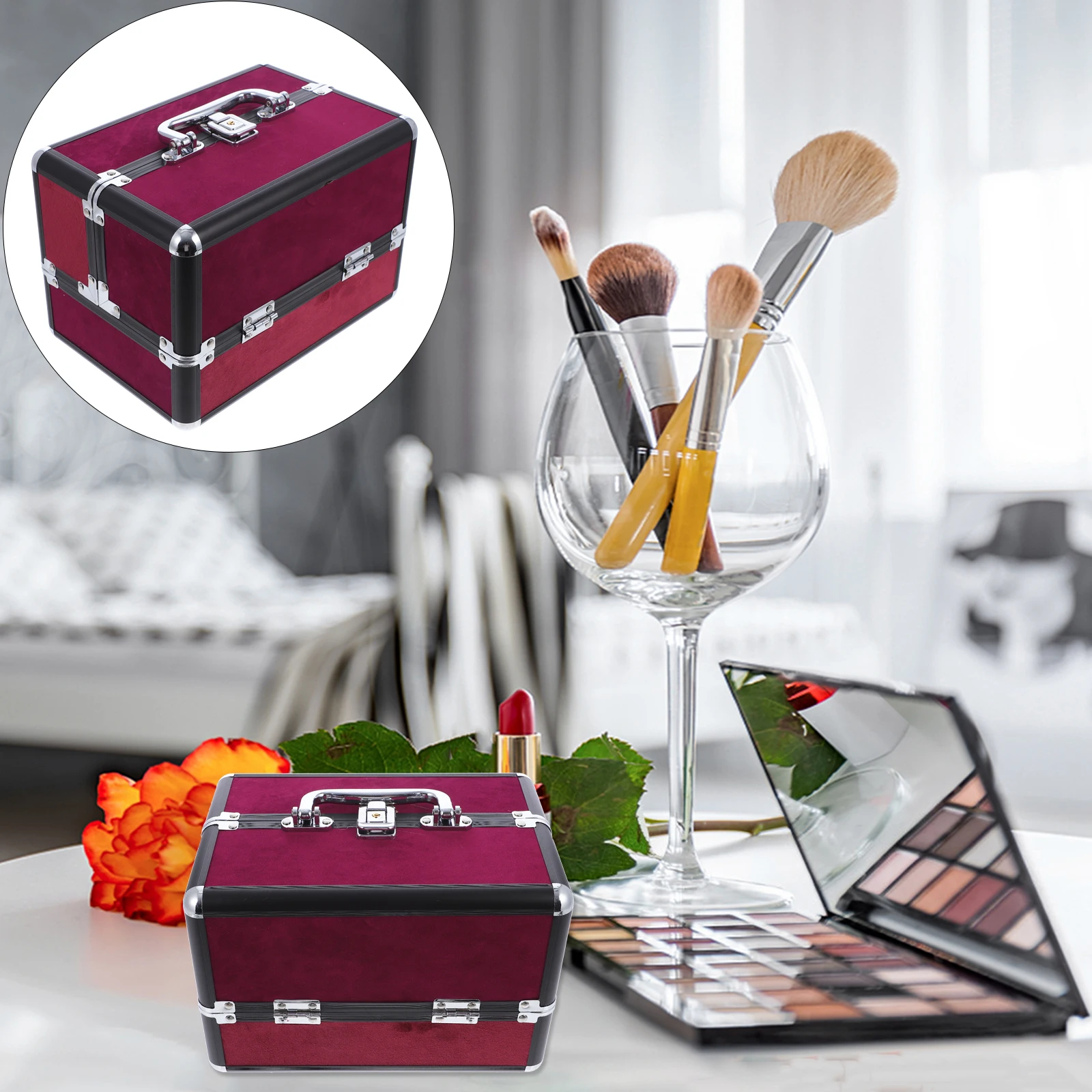 

Aluminum Alloy Case Makeup ganizer Mini Travel Bag Holder Durable Practical Storage Solution For Artists