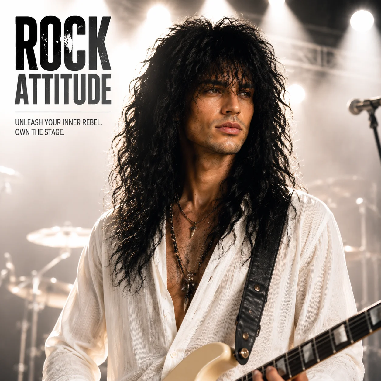 Perruque Rock Années 70-80 Longue Bouclée Homme – photo 1