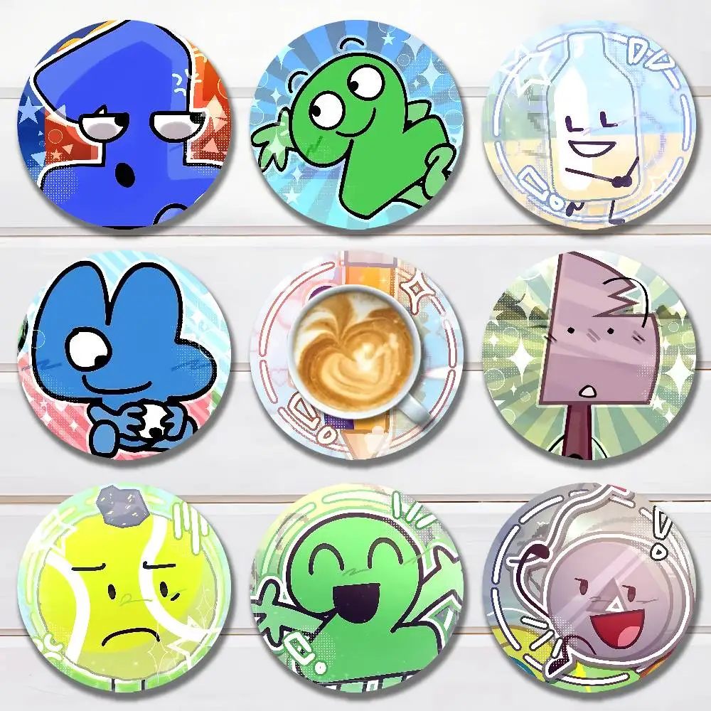 

B-Battle for Dream I-Island BFDI Round Wooden Coasters For Cute Design Suitable for Drinks Tea,Coffee Home Perfect Gift