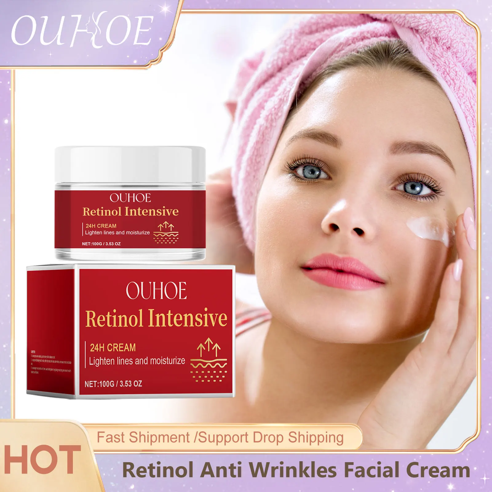 

Brightening Face Cream Retinol Intensive Deep Nourishing Fade Fine Lines Lifting Firm Lighten Refreshing Moisturizer Face Cream