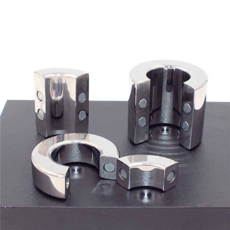 Magnetic Lock Metal Scrotum Pendant Ball Stretcher Testis Weight Cock Ring Penis Restraint Stainless Steel Sex Toys for Men - view 2