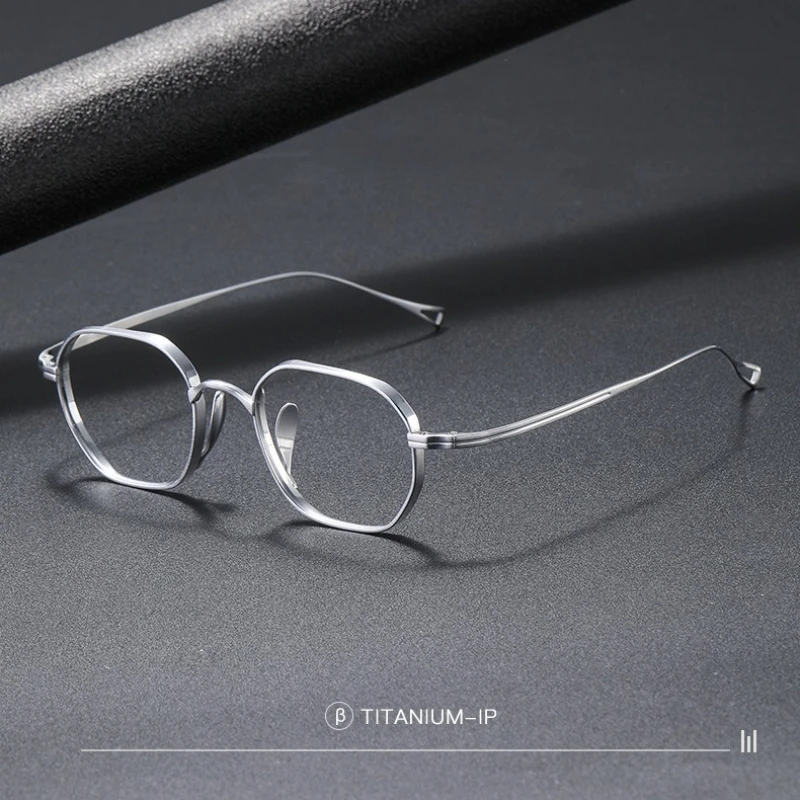 CLLOIO Retro Versatile Reading Glasses Blue Light Blocking Hypoallergeni Pure Titanium Polygon Progressive Prescription Eyewear