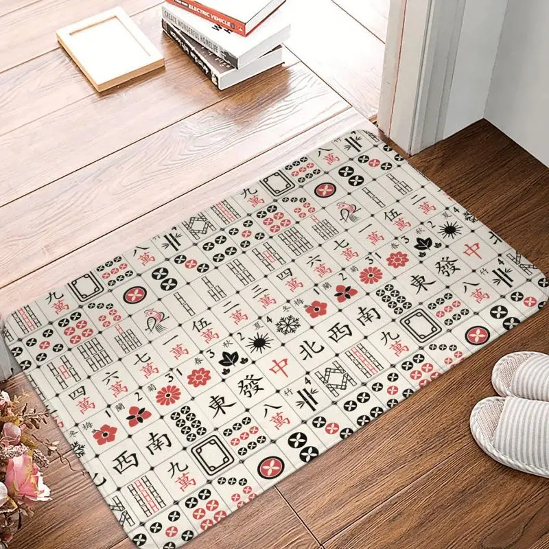 Custom Mahjong Tile Pattern Floor Door Kitchen Bathroom Mat Anti-Slip Outdoor Doormat Living Room Entrance Carpet Rug