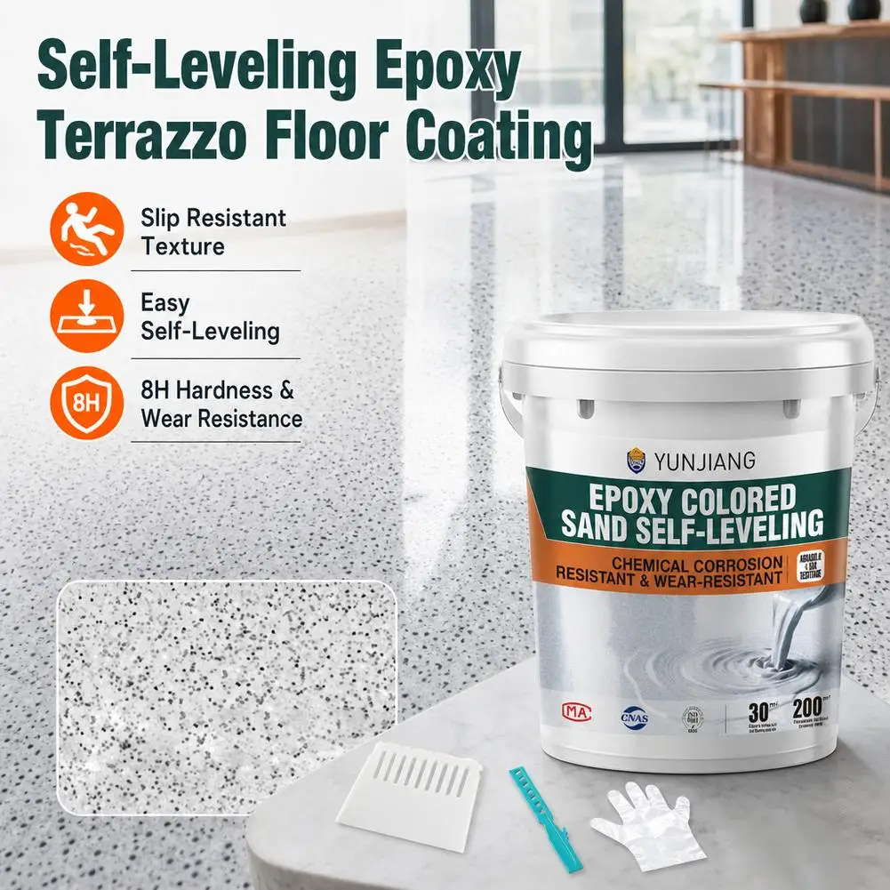 Epoxy Colored Sand Floor Paint Self Leveling Cement Floor Special Anti Slip And Wear-resistant Household Imitation Floor Paint