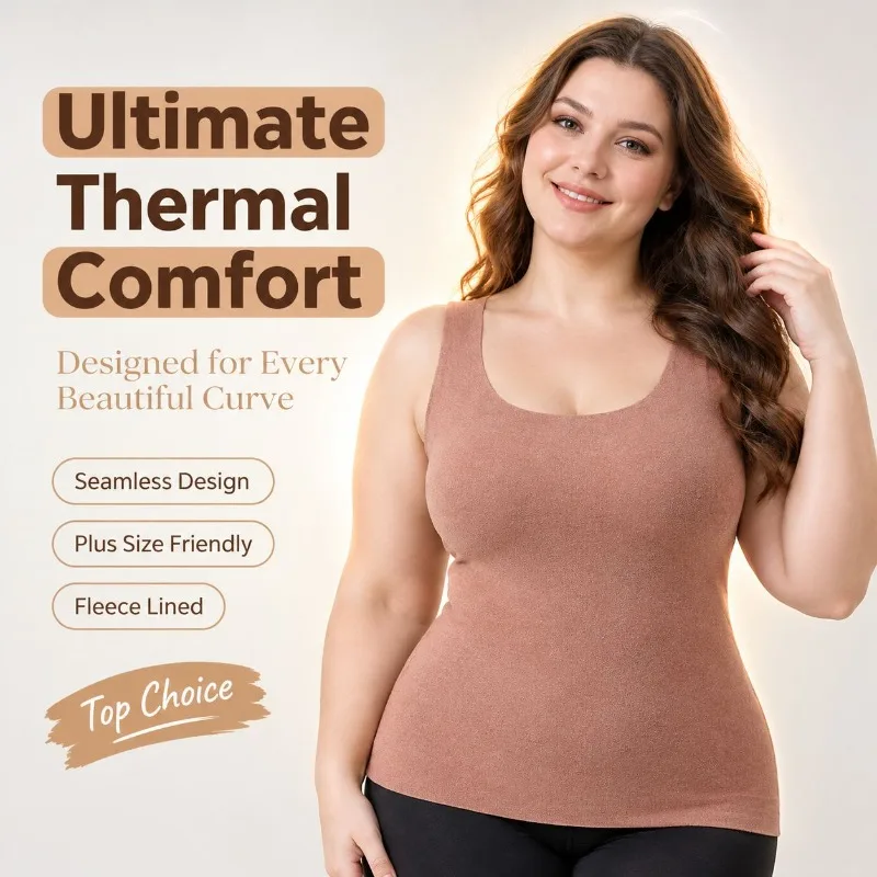 Women's Thickening Seamless Heat Insulation Tank Top Plush Thin Slim Fit Insulation Clothing Autumn Winter Base Coat Underwear