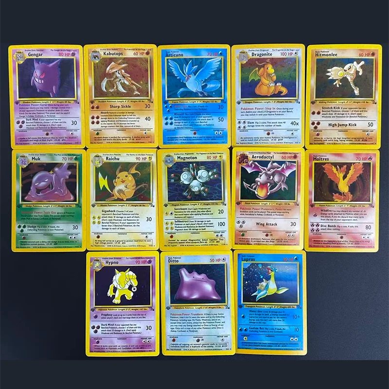 

Коллекционные карты Покемон DIY PTCG: базовые карты 1-го издания (Dragonite, Gengar, Raichu, Muk, Hypno, Lapras) с эффектом голо, английская версия
