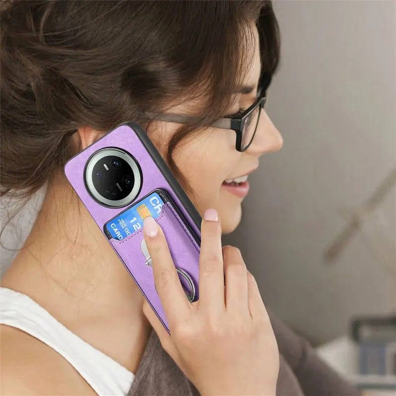 Detachable 360° Rotate Finger Ring Card Case With Phone Case for Vivo T2/S18/S17/V29/X100/Y200/Y300+/iQOO12 11 Pro/NEO9 8 Pro Z7