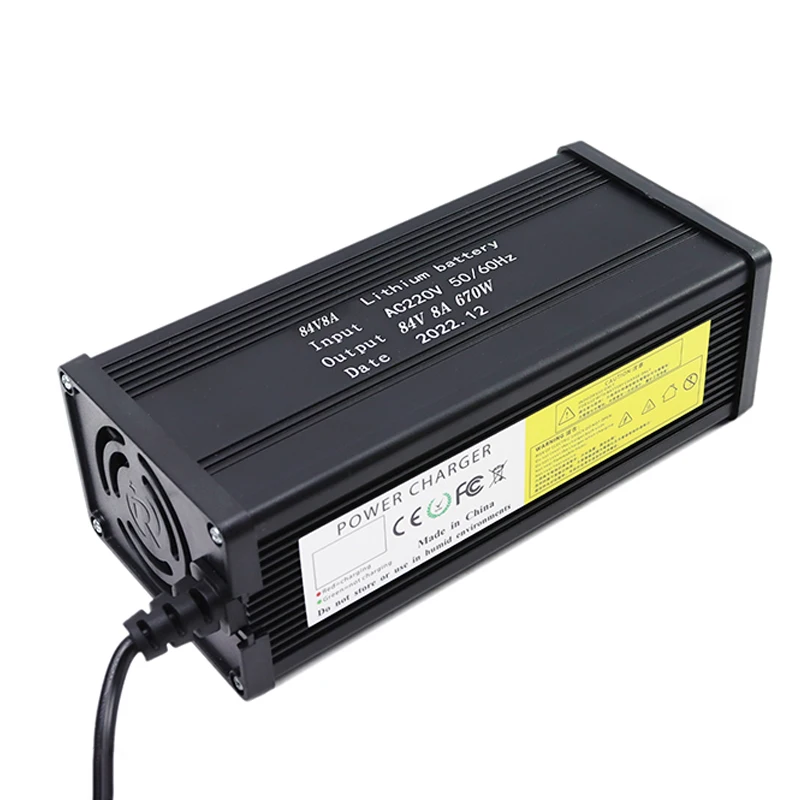 New 84V 5A/8A/10A/12A/15A/20A LED lithium-ion battery charger with high-power 20S 72V battery fast charging fan aluminum shell