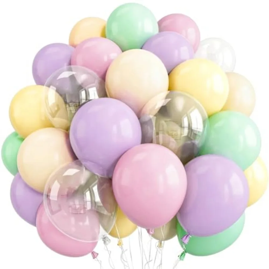 

Pastel Rainbow Party Balloons Assorted Colors, Pastel Light Yellow Green Latex Multicolor Balloons for Girl Colorful Candy Prin