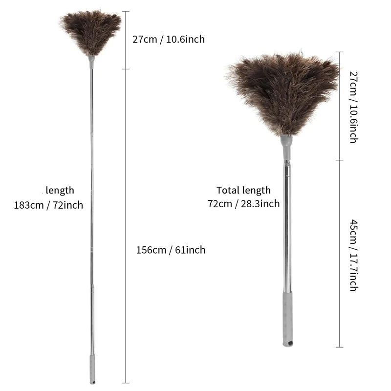 Ostrich Feathers Duster, Retractable Feathers Duster For Home Cleaning Ceiling Furniture Fan,Feather Duster,90 Inch