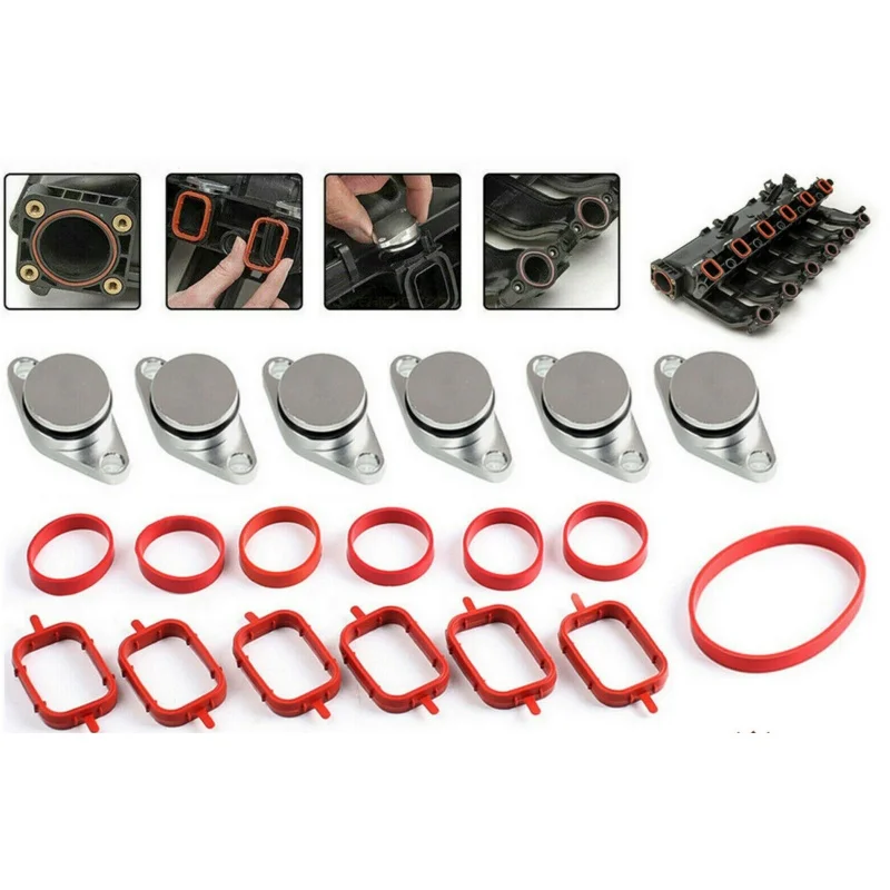 Swirl Flap Blanks Repair Delete Kit 33mm With Intake Manifold Gasket Seal For BMW M47 M57 E39 E87 E90 E60 6 Cylinder