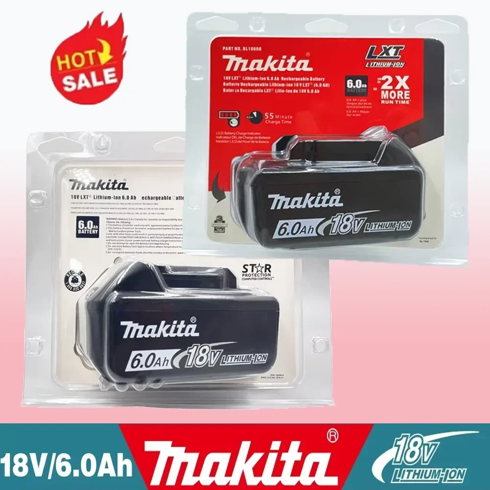 

100% Compatible Makita 18V 6.0Ah Rechargeable Power Tool Battery Lithium ion Replacement LXT bl1830 BL1860B BL1860 BL1850