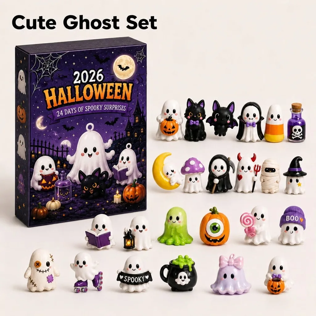 2026 Halloween-Adventskalender 24-Tage-Countdown 24-teiliges Horrorfilm-Minifiguren-Set Tischdekoration für Zuhause und Party Überraschungsgeschenk