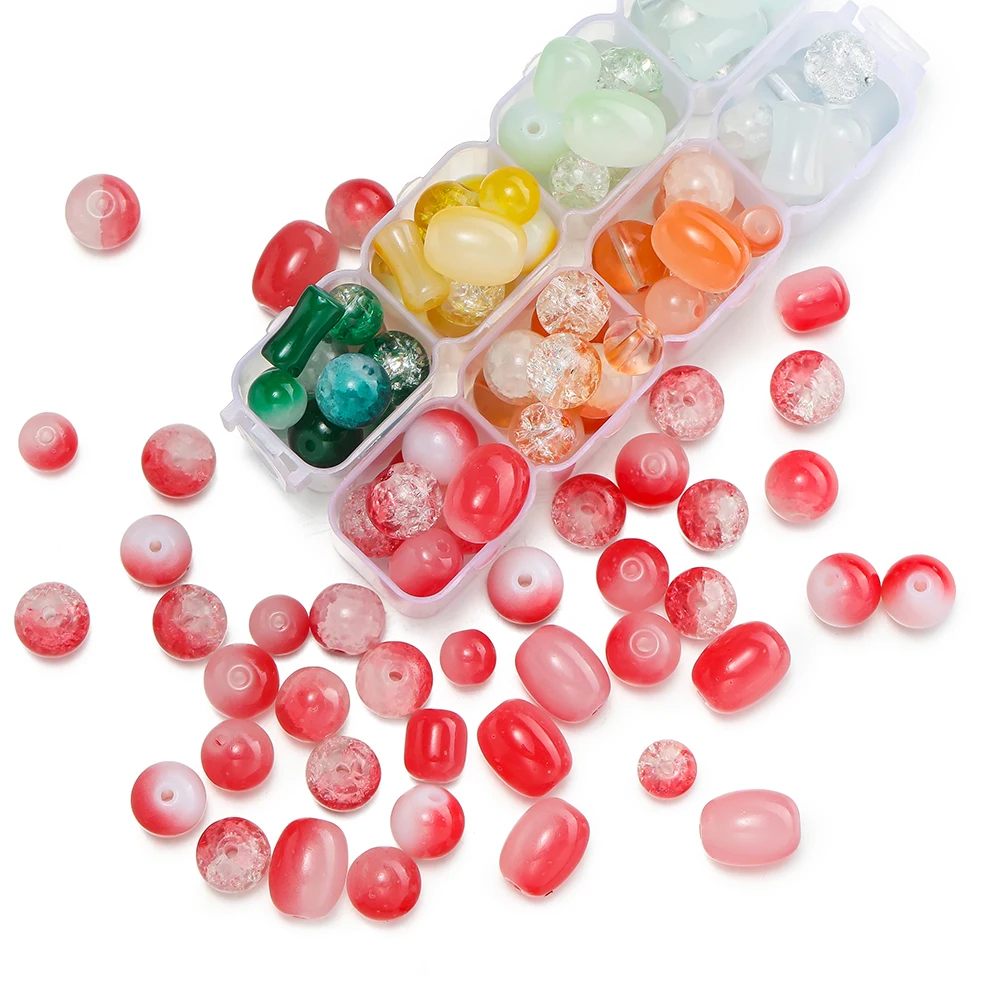 20/50g Glass Mixing Color Beads Charm Loose Beads for DIY Bracelet Necklace Jewelry Making Supplies Accessories 7~10mm