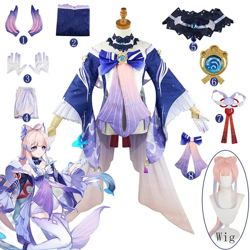 

Новый комплект платьевSangonomiya Genshin Impact Kokomi Tube Top, костюм для косплея, наряды с декором сзади; 3,v'9.e; 7'