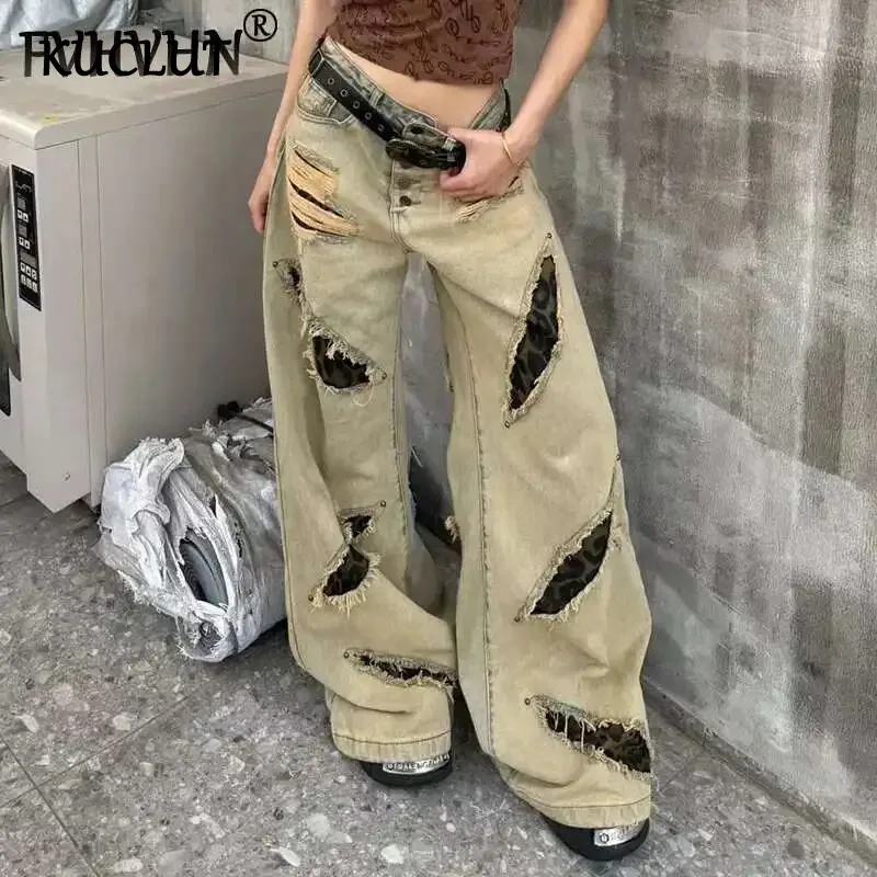 

KUCLUT Fashion Women's Loose Straight Wide Leg Jeans Vintage Versatile High Street Denim Pants Y2K Female Trendy New Items 1A50