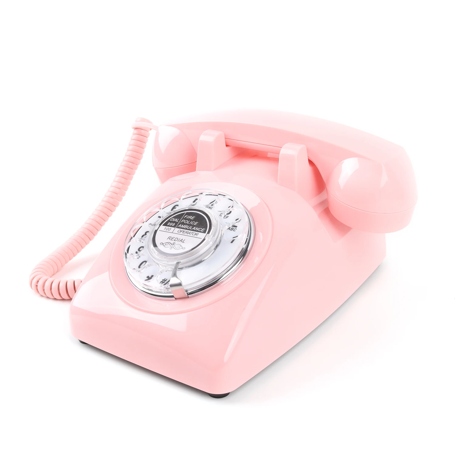หมุนโทรศัพท์ Retro โทรศัพท์จาก1980S,Retro สายโทรศัพท์พื้นฐานสำหรับ Home /Office สีชมพูยุโรปพื้นฐาน