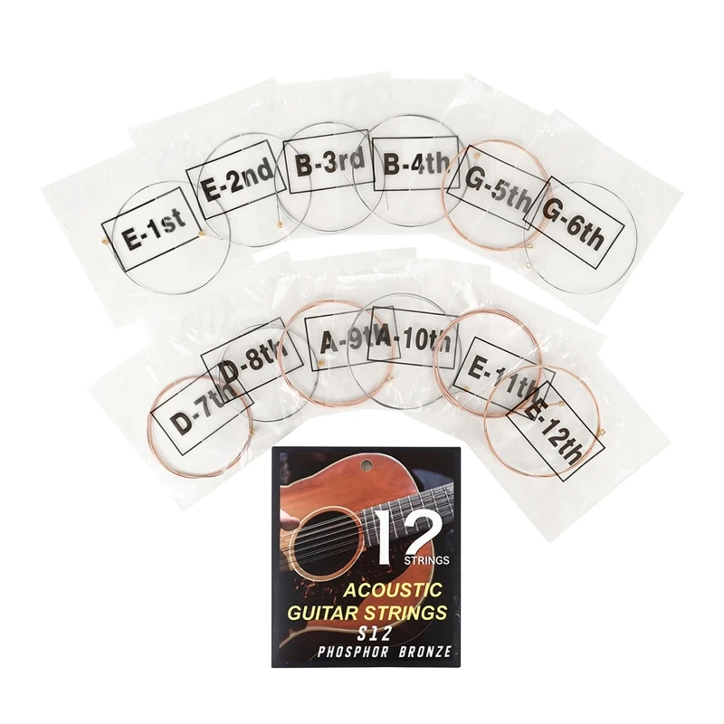 12Pcs Folk Guitar String Acoustics Guitar Strings Powerful and Enduring