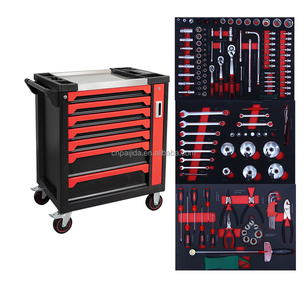 

Garage Tool Cabinets Heavy Duty Tool Cart With Tools 7 Drawer 158 Piece Tool Set For WorkshopATV&UTV