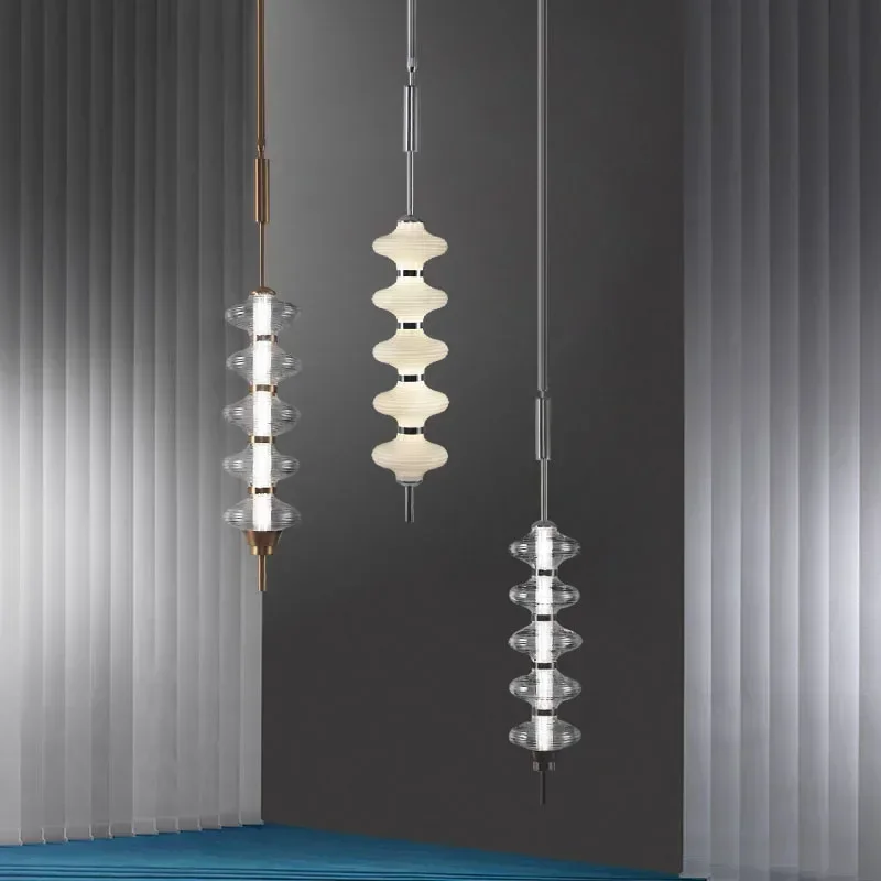 Nordic Simple LED Pendant Lamps Artistic Gourd Shape Glass Chandelier Living Dining Room Bedroom Indoor Hanging Light Home Decor