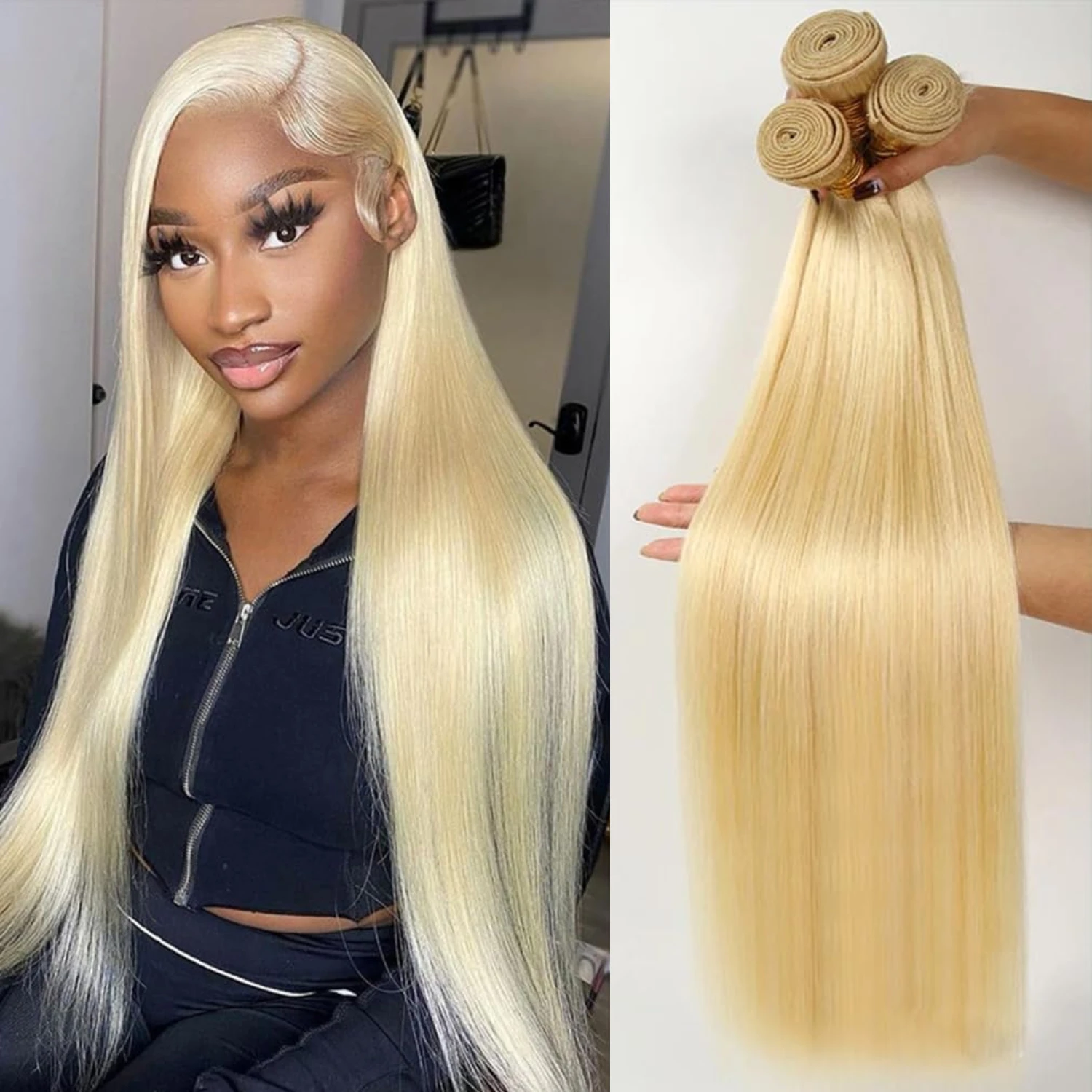 

Светлые пучки 613, прямые пучки человеческих волос, перуанские наращивание волос Remy, двойной уток 613, прямые светлые человеческие волосы, плетение