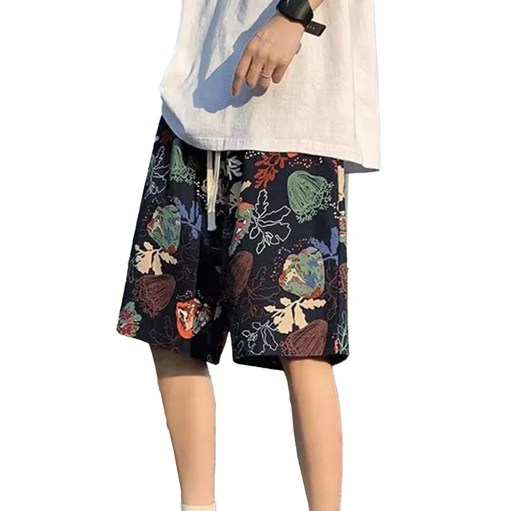 

Beach Holiday Men Casual Beach Shorts Casual Elastic Waist Pants Fashionable Casual Shorts Straight Pants Design