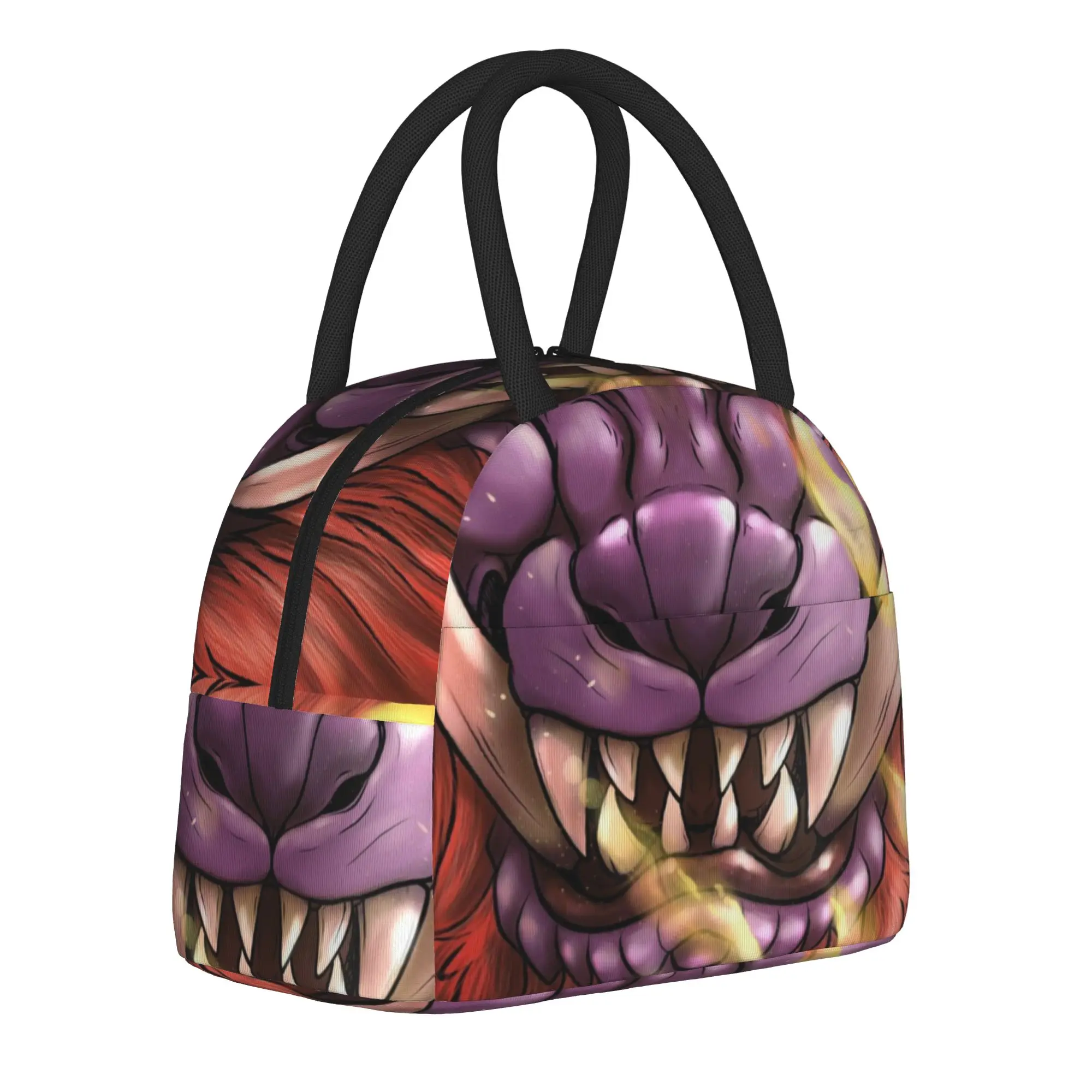 Teostra Monster Hunter World Iceborne Insulated Lunch Bags Kanji Wyvern Dragon MHW Cooler Bag Lunch Box Tote Travel Bento Pouch