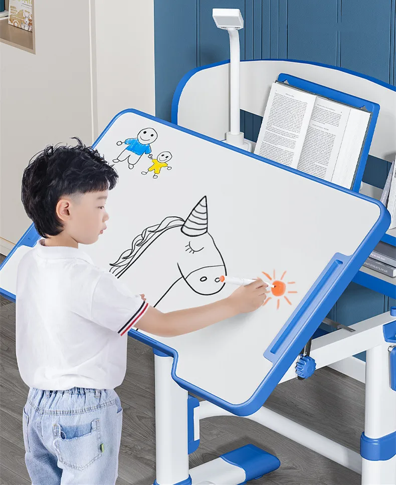 ความสูงปรับโต๊ะและเก้าอี้โมเดิร์นการเขียนบ้าน Ergonomic เด็กศึกษาชุดโต๊ะลิ้นชักเก็บของ