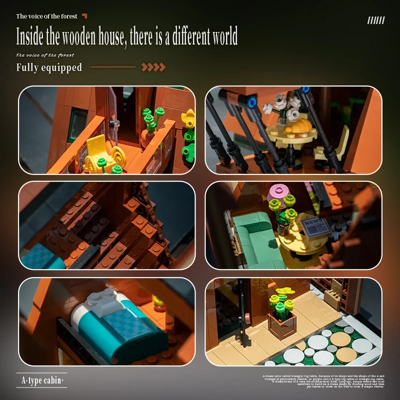 A-Frame House Building Blocks MOC ชุด Creative การวิเคราะห์ประกอบอิฐเดสก์ท็อปตกแต่งของเล่น STEM วันหยุดของขวัญครอบครัว