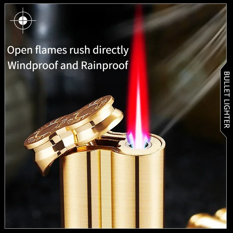 

Metal Military Double Bullet Shape Inflatable Windproof Lighter Bullet Model Ornaments Men's Gift Lighters & Smoking Accessories