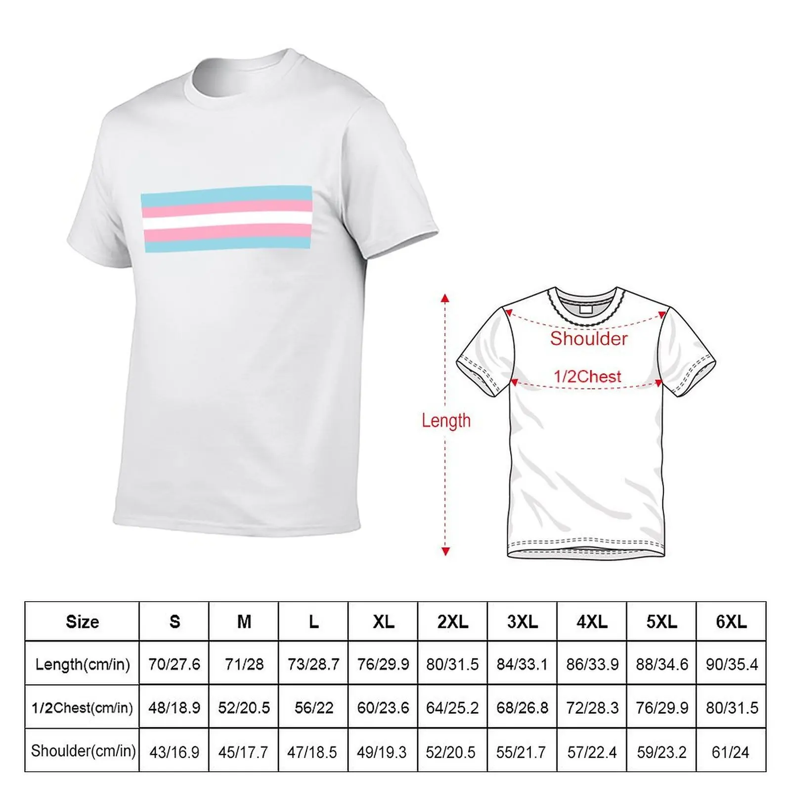 Transgender Flag Strip T-Shirt funny shirt cotton anime clothes big and tall t shirts for men
