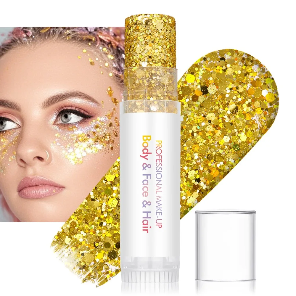 Non Greasy Body Glitter Stick Chunky Glitter Waterproof Glitter Makeup Stick Multi Color Options Sweat Proof Glitter Stick