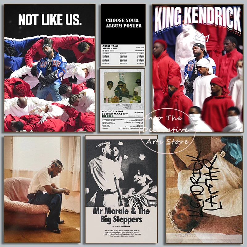 Popular Rapper K-Kendrick Lamar Rapper Poster Old-school Hip-hop Style Album Canvas Painting Prints Fan's Room Decoration Gifts