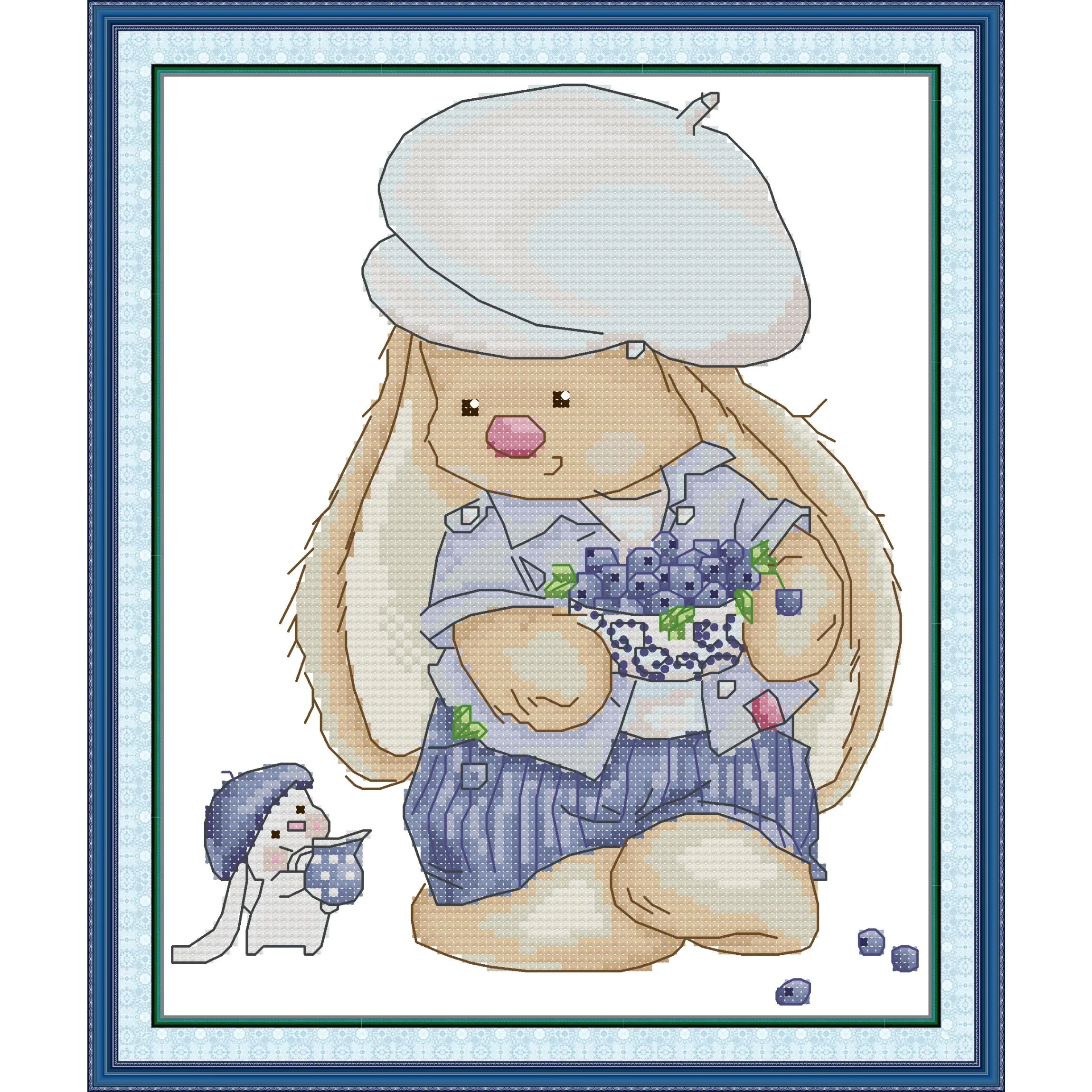 

Набор для вышивки крестом Joy Sunday с предварительной печатью, легкий узор, набор для вышивки из штампованной ткани Аиды, брат и сестра зайчика