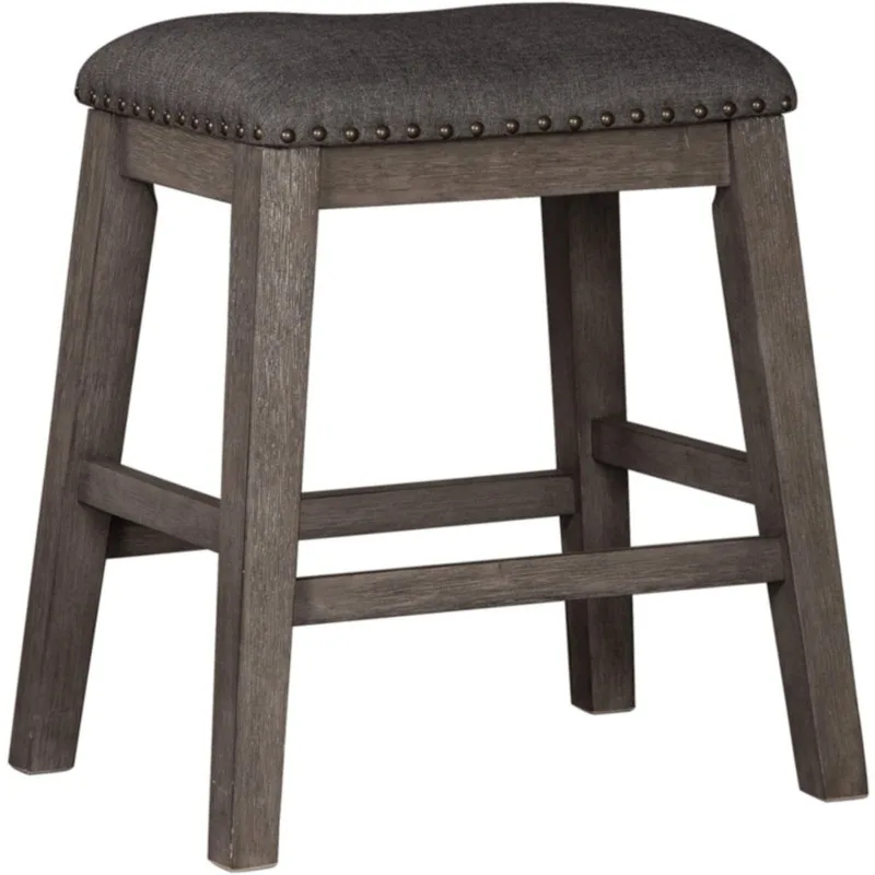 Rustic 24.4" Counter Height Upholstered Barstool, 2 Count, Gray