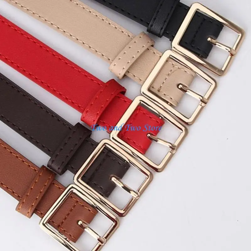 HX6F موضة الفتيات الساخنة شكل مربع مشبك الخصر الأشرطة متعدد الألوان حزام كل مباراة معطف فستان السيدات رقيقة حزام رسمي