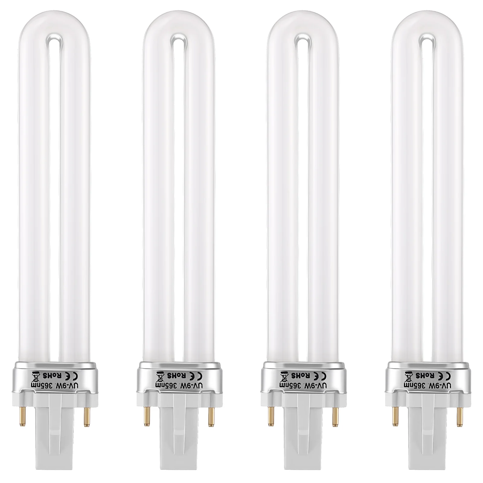 4 pces 9w em forma de u 365nm prego lâmpada uv tubo de luz para unhas máquina de fototerapia