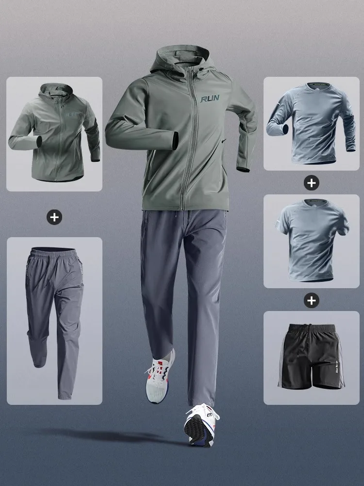 

High-End Men's Sportswear Set Running Fitn Clothes Loose Training Dry Fast Running Early Morning Sports Outfit Youth