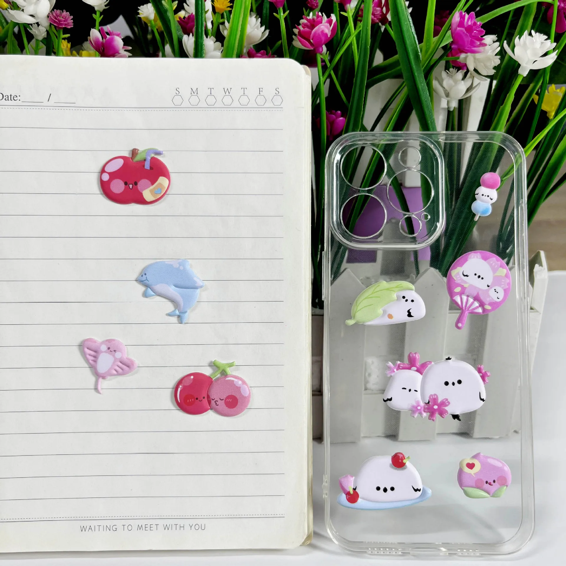4Pcs Foam Ins Cartoon Korean Edition 3D Stickers Fruit Animal Bread Hand Account DIY Diary Decoration Stickers