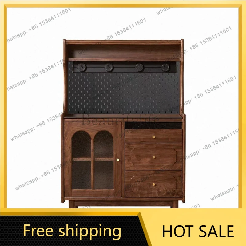 Zj. North American black wood walnut color dining side solid wood home modern simple locker