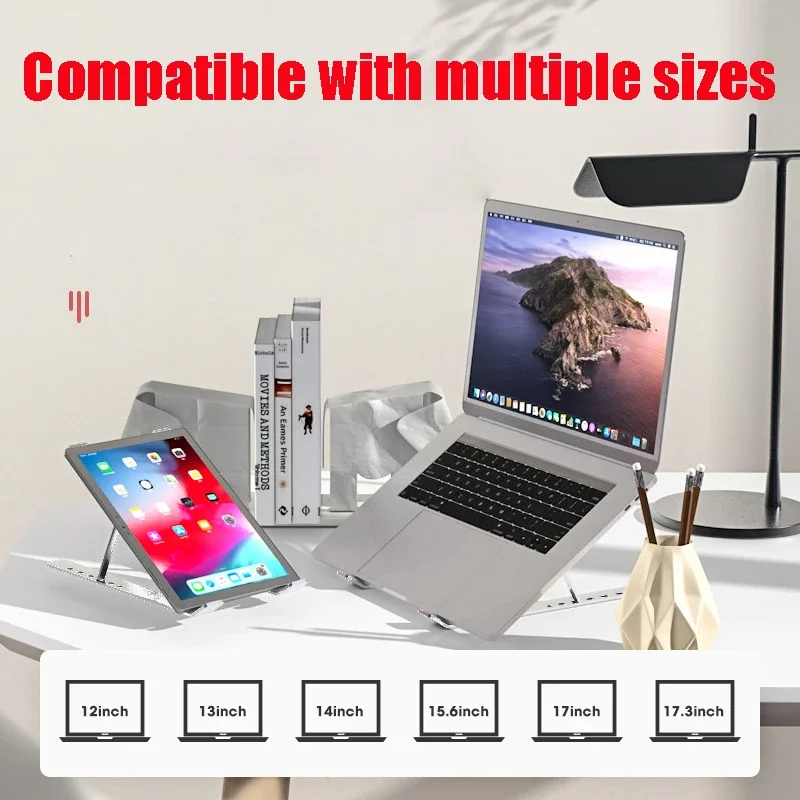 Laptop Stand Desktop Base Adjustable Tablet Stand Aluminum Alloy Lifting Folding Cooling Bracket Portable Laptop Stand