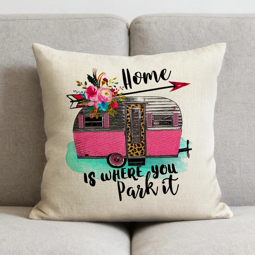 Camping Days Camper Throw Pillow Cover Home Garden Sofa Decorative Cushion Case Outdoor Camping Pillowcase