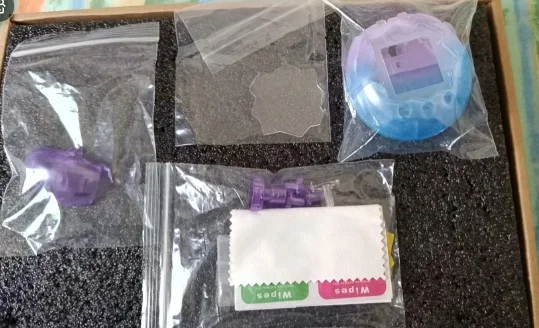 Tamagotchi Happy Garden Transparent Blau Lila Farbverlauf Fertigprodukt Ersatzschale mit Bildschirm ohne Panelpapier