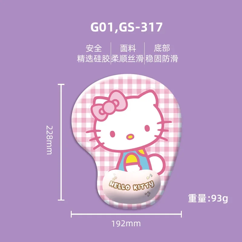 Sanrio Hello Kitty Mouse Pads with Silicone Wrist Support Anime Kuromi My Melody Cinnamoroll Kawaii Games Office Anti-slip Pad