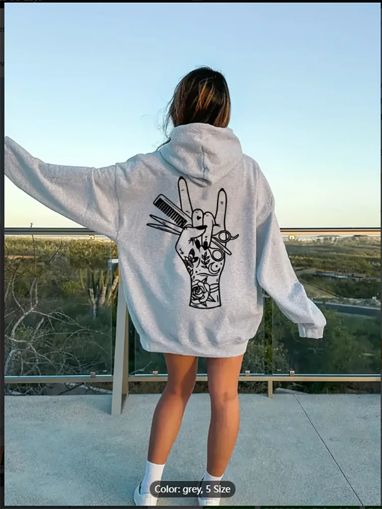 

Cozy Fall Hoodie with Graphic Cozy Women's Hoodie with Hairstylist Graphic- Casual Drawstring Pullover for Fall & Winter
