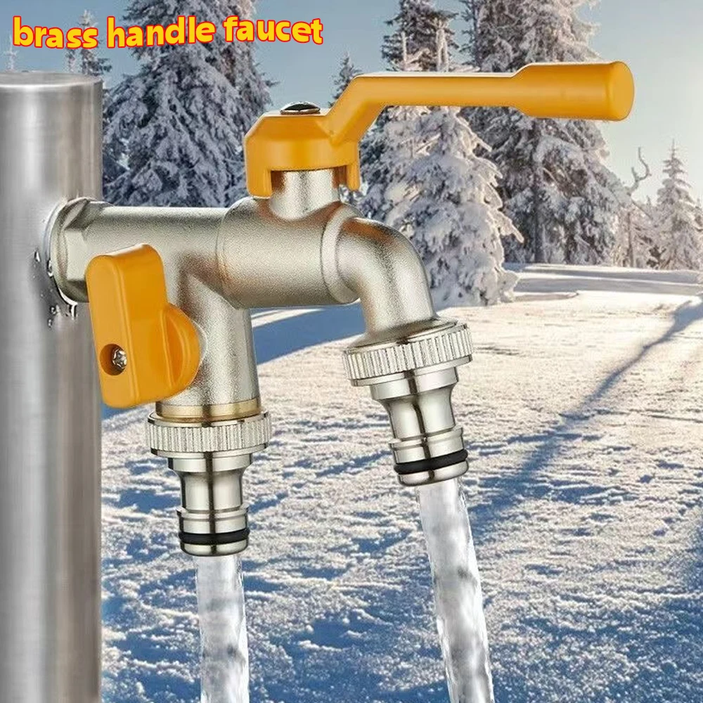 1-4Pcs 4/6'' Garden Hose Brass Tap Faucet One Into Two Out 4 Points All Copper Faucet for Outdoor Garden Balcony Hose Connector
